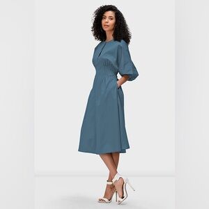 Eshakti Cotton Poplin Release Pleat Shirtdress